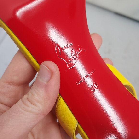 Christian Louboutin O Marylin Leather Yellow Strappy Heel Sandal - Picture 4 of 13